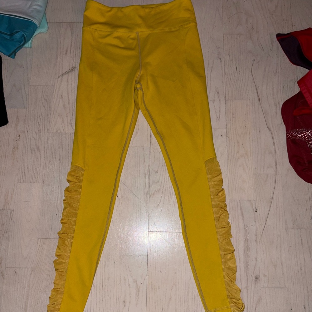 Stylish Yellow Leggings with Ruffle Detail